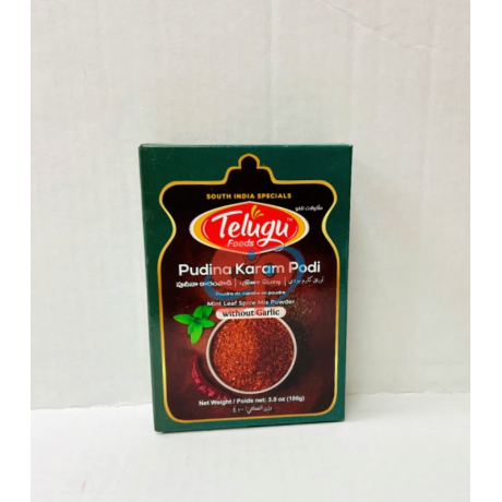 Pudina Karam Podi Mint Leaf Spice Mix Powder 100g Telugu Foods
